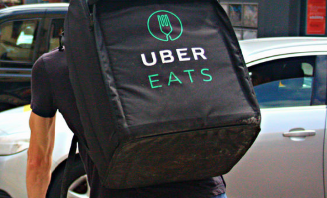 delivering uber eats on a bike