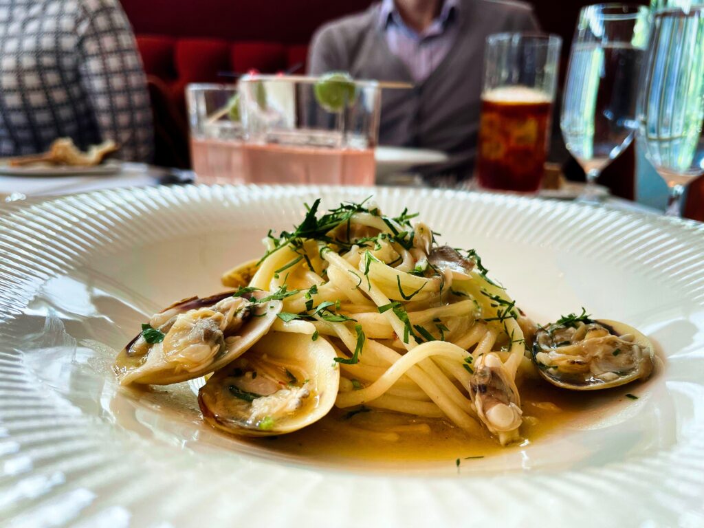 Rosetta Melbourne's Spaghetti alle vongole (clams, white wine, chilli and garlic served with fresh house-made focaccia).